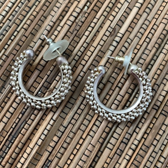 Silver Earrings - 1” beaded loops - Picture 2 of 8
